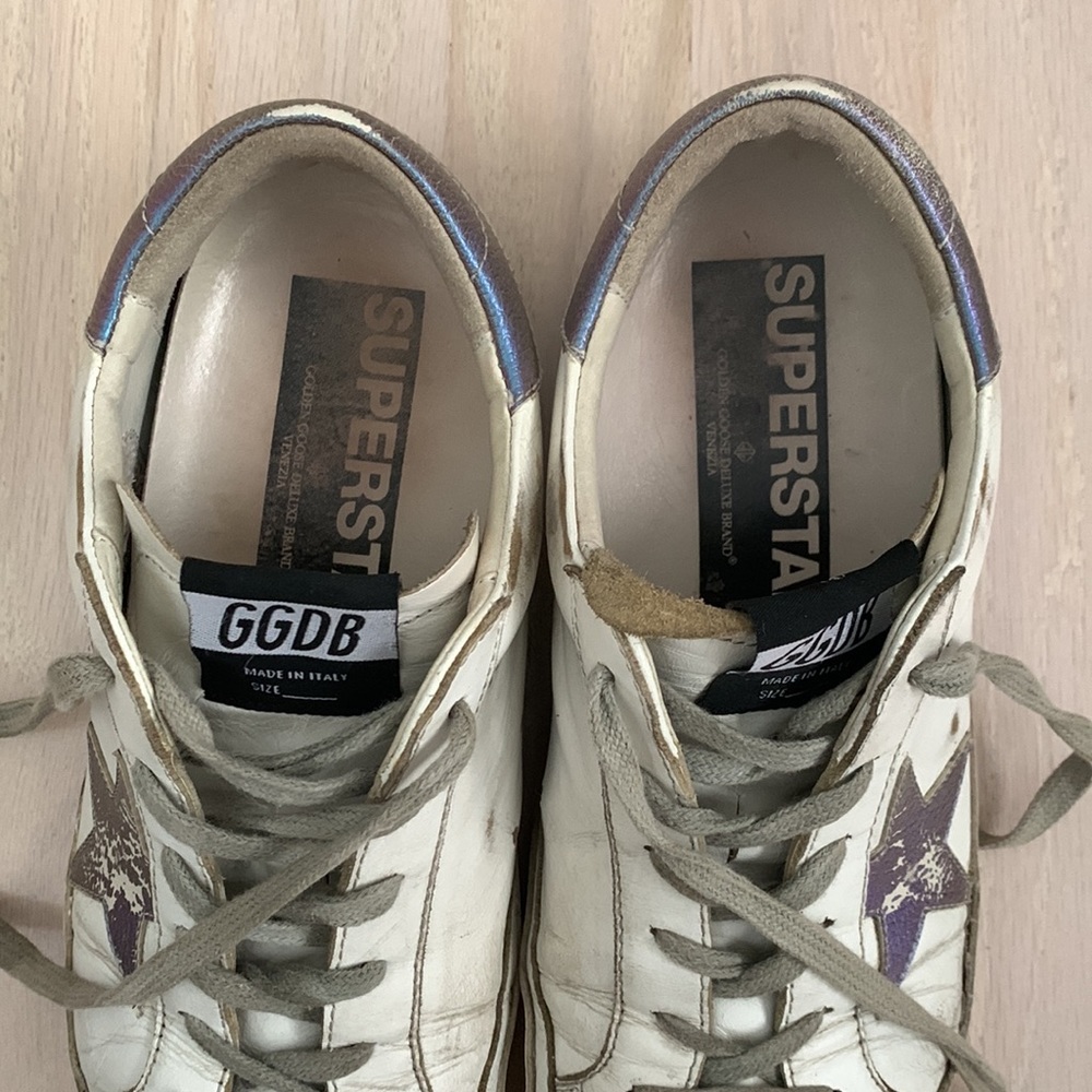 Golden Goose Superstar Sparkly White/ Iridescent Sneakers - Picture 7 of 9